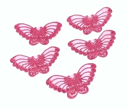 30pc Small Rosy Pink Deep Pink Butterfly Lace Patch Craft Appliques Motif A15 - £12.78 GBP