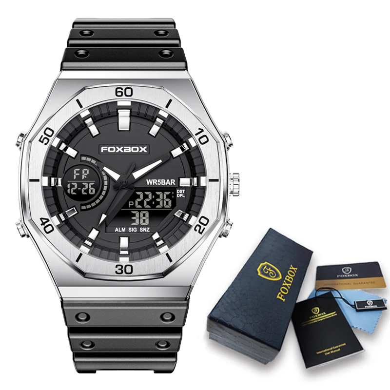 Top Brand Luxury Mens Watches Waterproof Double Display Wristwatch LED Alarm Clo - £30.39 GBP