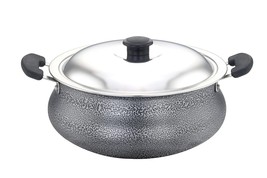 Aluminium Biriyani Pot With Lid, 2 L (Black) Handi | Patila | Bhagona | Tapeli - £46.59 GBP