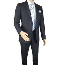 Men Suit BERLUSCONI Turkey Italian Wool 180's Single Breasted 623-03 Navy Plaid image 8