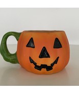 Vintage Jack-o-Lantern Pumpkin  Mug Green Vine Handle Halloween Decor De... - $16.10 CAD