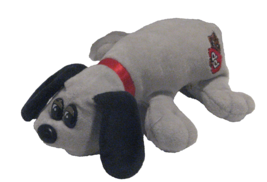 Vintage 1986 Pound Puppies 7&quot; Plush Puppy Gray With Black Ears And Red C... - £9.29 GBP