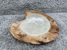 Wooden Decorative Natural Organic Capiz Bowl - £22.45 GBP