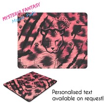 Leopard Wildcat Pink &amp; Black Artistic Personalised Mouse Pad-Mouse Mat. - £23.77 GBP