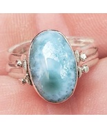 LARIMAR-CONCH gemstones 925 sterling silver reversible ring size 7.75 ww-91 - $69.14 CAD
