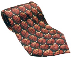 Basketball Print NBA Sports Men&#39;s Necktie Novelty Orange Silk - £16.61 GBP