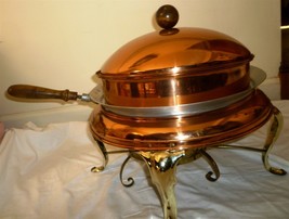 Vintage Copper Chafing Warmer 6 Pcs Dish Set - £30.37 GBP