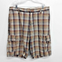 Tommy Bahama Mens 35 Brown Tan Plaid Check Shorts 0428W - £18.57 GBP