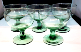 Hand Blown Pilsner Recycled Glass Green Tinted Footed Margarita Glasses ... - $39.59