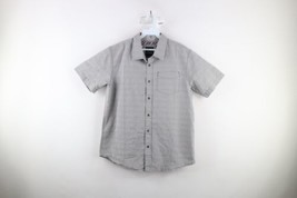 prAna Mens Medium Spell Out Geometric Short Sleeve Collared Camp Button Shirt - £27.20 GBP