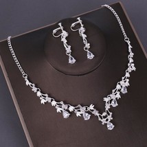 KMVEXO 3PCS Opval Crystal Bridal Wedding Costume Jewelry Sets Necklaces Earrings - £33.42 GBP