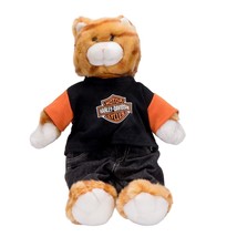 Build A Bear Cat Plush 18&quot; Harley-Davidson Orange Kitty Shirt Pants Chai... - £18.58 GBP