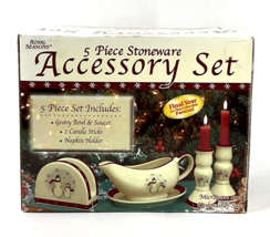 Royal Seasons 5 Piece Stoneware Accessory Set Snowman Christmas Holiday Gift Set - £31.64 GBP