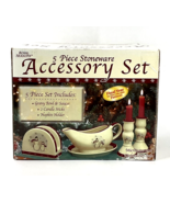 Royal Seasons 5 Piece Stoneware Accessory Set Snowman Christmas Holiday ... - £31.02 GBP