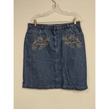 Westbound Denim Size 12P Skirt Jean Embroidered Modest Womens Petite - £11.18 GBP