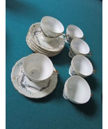 Dragonware Japan tea set of 6 coffee cups, grey background luster ORIGIN... - £70.28 GBP