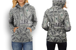 Dollar Design Hoodie Sporty Casual Graphic Zip up Hoodie for Women - £26.54 GBP+