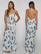 LOVE STITCH Pineapple Print Criss Cross Back Cover Up / Beach Dress S/M ... - £38.36 GBP