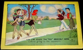 1940&#39;s Humor Postcard Folder E.C. Kropp Funny Comic Cartoon 6.25&quot;x4.25 Risque - £11.98 GBP