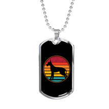Dog Retro Vintage Necklace Stainless Steel or 18k Gold Dog Tag 24&quot; Chain - £37.53 GBP+
