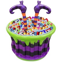 200+ Cans Super Capacity Halloween Witch Legs Inflatable Cooler Cauldron Drink C - £35.27 GBP