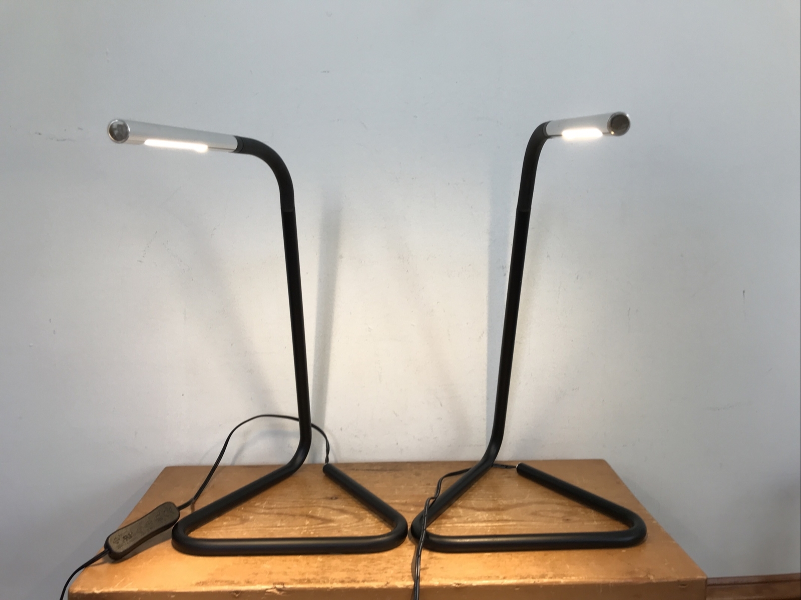 Set Pair 2 IKEA Harte Black Silver LED Modern Reading Desk Work Lights L... - $59.39