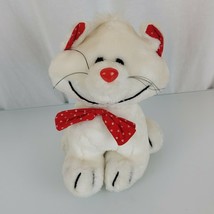 SOS S O S Stuffed Plush White Red Kitty Cat Kitten Heart Ribbon Bow 9&quot; - £47.62 GBP