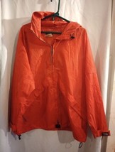 Vtg LL BEAN Hooded Rain Coat Stowaway Jacket Red Pockets Womens Size XL - $24.19