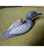 JENNINGS DECOY CO. LOON CARVED DUCK BIRD BABY RIDING BACK BLACK SIGNED MARY - £20.31 GBP