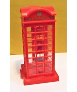 VINTAGE BRITISH PLASTIC TELEPHONE BOOTH COIN BANK RED LONDON  - EXCELLENTt - $25.65 CAD