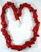 MASSIVE Red Coral Statement Necklace Very Large Chunks 38&quot; Weighs 1 lb 9 oz  - £1,502.60 GBP