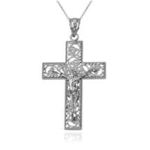 Sterling Silver Filigree Crucifix Cross DC Pendant Necklace - $19.99+