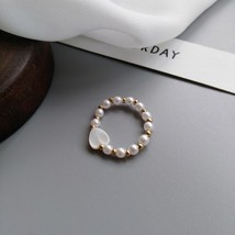 Pearl Bead Rings for Women Geometric Simulated Pearls Minimalist Finger Ring Vin - £9.64 GBP