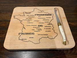 Laguiole Map of French Cheeses Cutting Board and Knife Hand Made Charcut... - £16.01 GBP