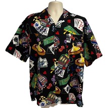 Mens Vintage Rockabilly Black Button Up Shirt Large Pocket Las Vegas Cas... - $49.49