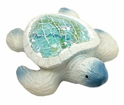 Coastal Ocean Giant Sea Turtle Decorative Figurine With Crushed Glass Shell - £14.38 GBP