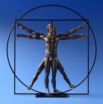Vitruvian Universal Man Nude Statue Figurine Bronze Leonardo Da Vinci France - £72.48 GBP