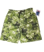 Breaking Waves Boys Swim Trunks Size Large Green Floral Hawaiian Tropical - $341.47 MXN