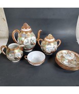 Antique Japanese Gold Satsuma Moriage Dragonware Geisha Design Tea Set - €160,64 EUR