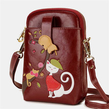 Cute Cat Mobile Phone Mini Bags Small Clutches Shoulder Bag PU Leather Women Han - £24.99 GBP