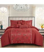 HIG 7-pieces Luxury Quilted Jacquard Bedding Comforter Set King-Queen size - £45.99 GBP+