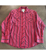 Wrangler Pearl Snap Shirt Men Size L Large Red Black Stripe Long Sleeve ... - €15,81 EUR