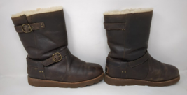 UGG Australia Noira Waterproof Shearling Boot Women size 8 Brown Leather... - £31.37 GBP