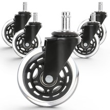 Set Of 5 Office Chair Caster Rubber Swivel Wheels Replacement Heavy Duty... - £30.44 GBP