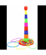 16 piece Ring Toss Game w 18&quot; Stand Floatable Rings Multi-Colored Plasti... - $21.77 CAD