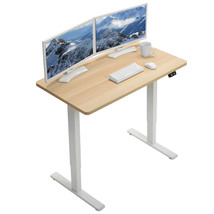 VIVO Electric 43 x 24 Stand Up Desk | Light Wood Table Top, White Frame - £305.16 GBP