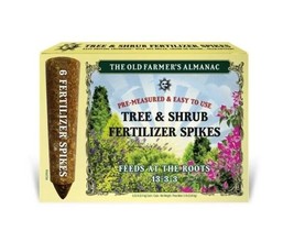 The Old Farmer&#39;s Almanac Tree and Shrub Fertilizer Spikes, 13-3-3, Pack ... - $10.95