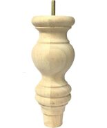 8&quot; Unfinished Wood Carved Turned Round Bun Feet Sofa Furniture Legs - Se... - $726.24 MXN