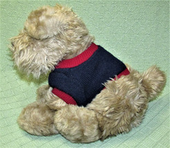 Vintage Commonwealth Schnauzer Dog Plush 12&quot; Tan Puppy Blue Letterman Sweater - £17.62 GBP