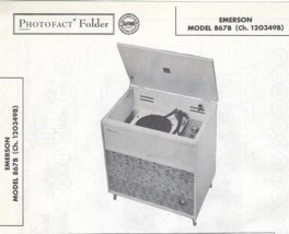 1957 EMERSON 867B Console Record Player Photofact MANUAL AM Receiver Pho... - $10.88